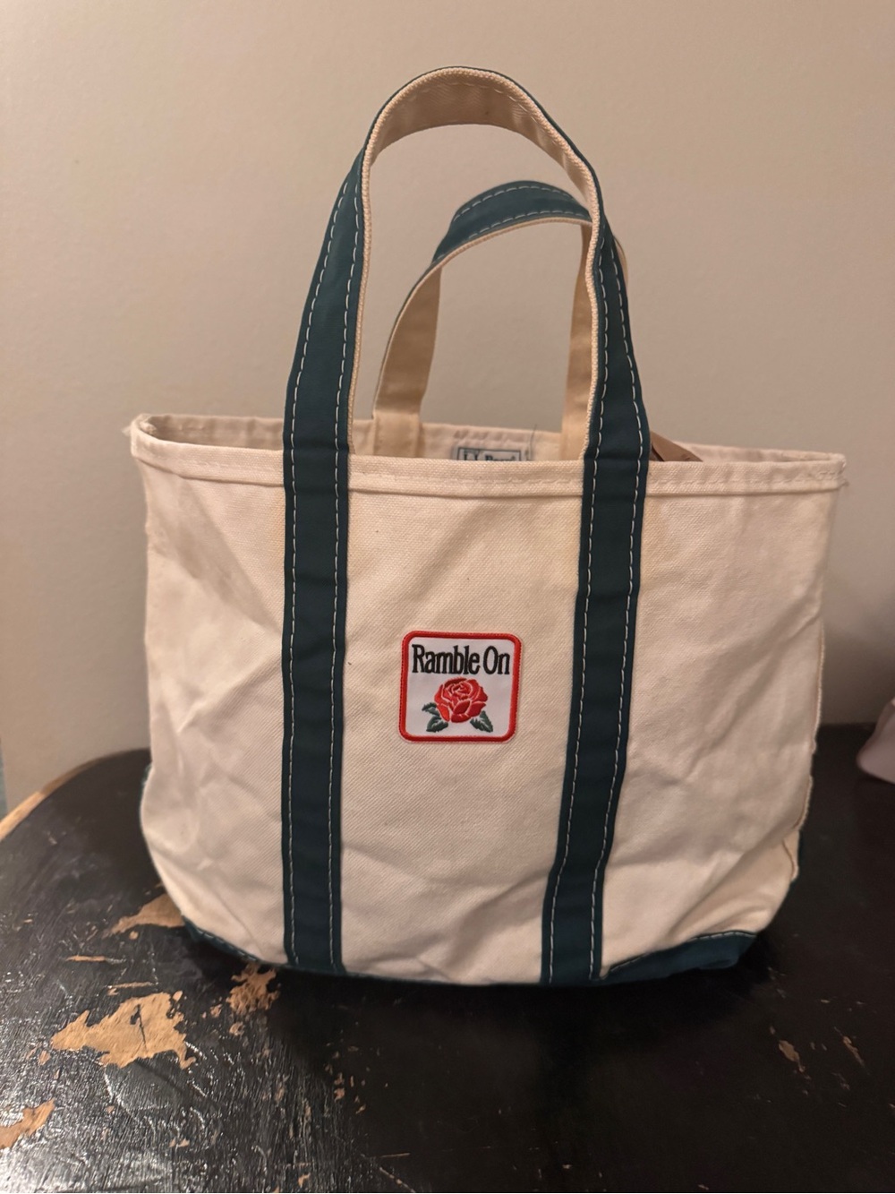 Vintage LL Bean Boat & Tote Bag Grateful Dead Ramble On Rose Patch